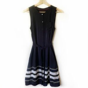 Tommy Hilfiger Navy Button Sleeveless Dress Pockets